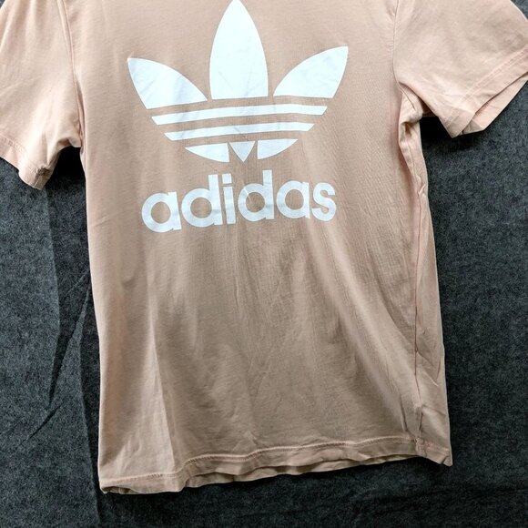 Adidas Trefoil Logo T Shirt Womens Small S Peach Pink Short Sleeve Cotton - Picture 5 of 10